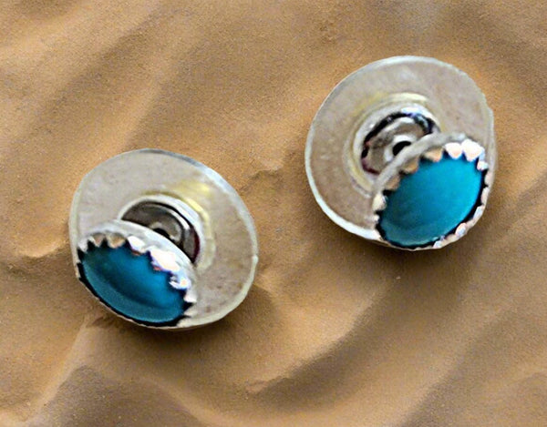 Kingman Turquoise Sterling Silver Stud Earrings