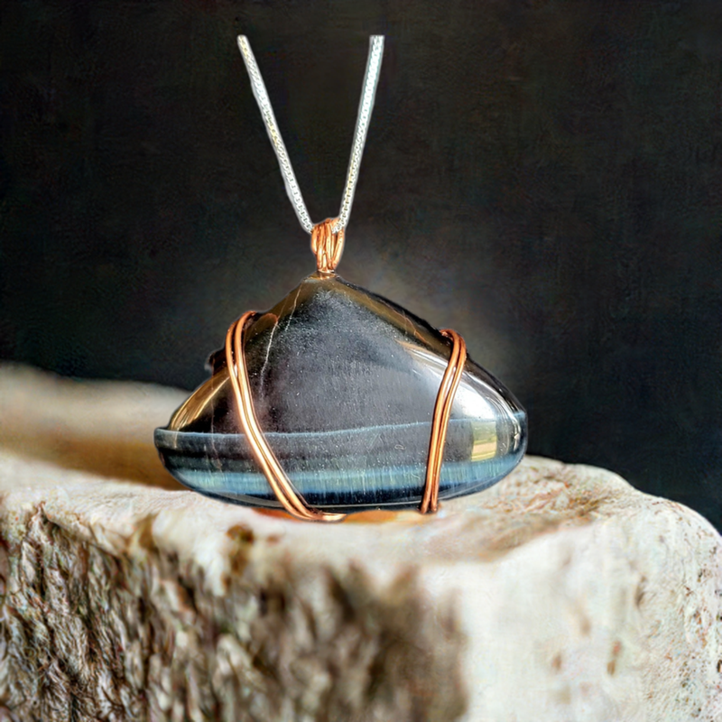 Triangle Blue Tiger Eye Pendant