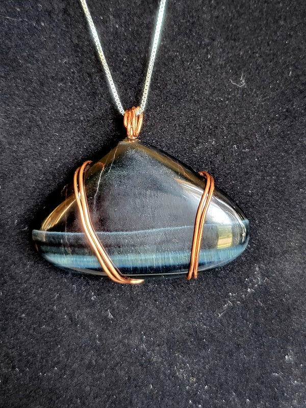 Triangle Blue Tiger Eye Pendant - Traditional Twists